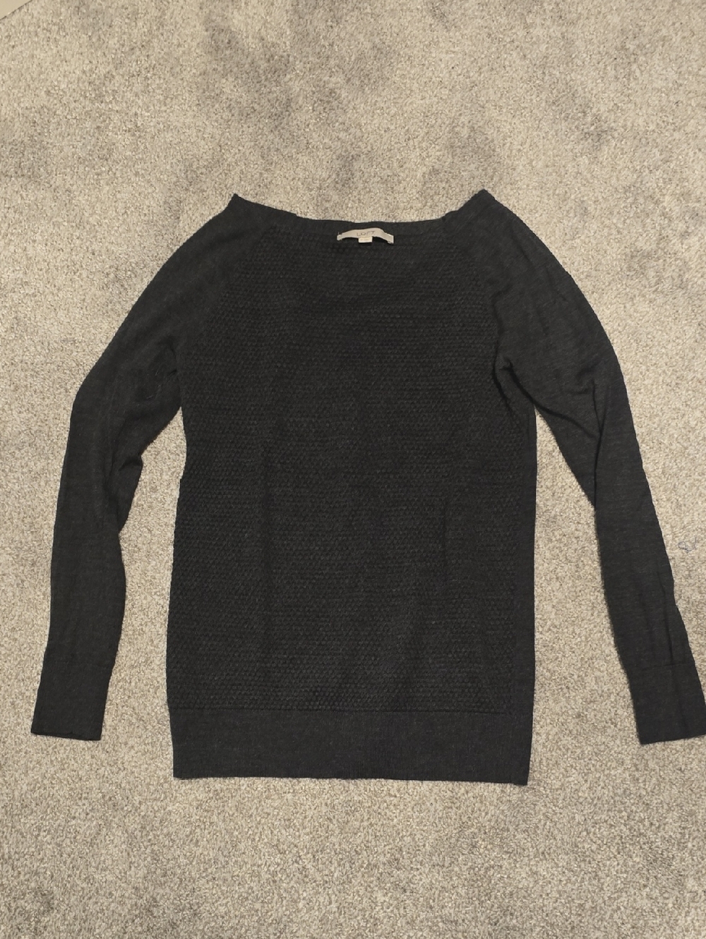 LOFT Charcoal Off-the-Shoulder Sweater